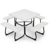 Outdoor Picnic Table with 4 Benches and Umbrella Hole