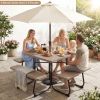 Outdoor Picnic Table with 4 Benches and Umbrella Hole