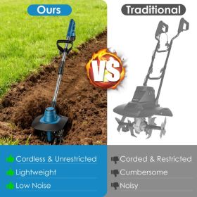 800W 21V Cordless Tiller Cultivator 3.0Ah Battery Powered Tiller Manganese Steel Tines For Soil Cultivation/Weeding/Gardening (Option: Garden Tiller)