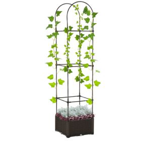 Raised Garden Bed with Trellis, Self-Watering Planter Box, 69.7" Tomato Planters for Climbing Plants/Vegetables/Vines/Flowers (Option: Brown-470x470x140 mm)