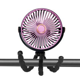 Camping Fan With LED Lantern, Rechargeable Battery Operated Fan, 5-Speeds, 7" Portable Clip On For Stroller, Treadmill, Tent, RV, Outdoor Emergency (Option: Pink)