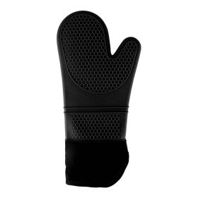 Insulated Silicone Kitchen Baking Gloves (Color: Black, Type: Kitchen Supplies)