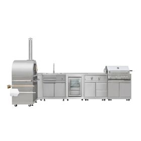 TMG Living Kitchen Pro Series 7-Piece Stainless Steel Modular Outdoor Kitchen Suite Set, 35" Refrigerator Cabinet, 32" BBQ, 4-Burner Gas Grill, S (Material: Box 03)
