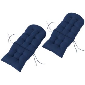 Outdoor Adirondack Chair Cushions Set of 2, Tufted High Back Patio Chair Cushions, Adirondack Cushions with Ties (Color: Navy)