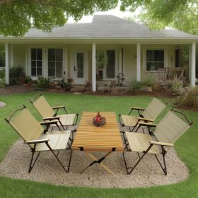 Multi-Functional Foldable and Portable Table and Chair Set, Indoor/Outdoor; Universal, Natural (size: big)