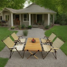 Multi-Functional Foldable and Portable Table and Chair Set, Indoor/Outdoor; Universal, Natural (size: small)