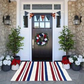 "American Flag Doormat" - Patriotic USA Flag Welcome Mat, Non-Slip Indoor/Outdoor Front Door Rug (Color: 30"x 18")
