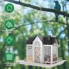 Metal Hanging Bird Feeder House Classic Barn Bird Feeder House Iron Hanging Outdoor Feeder with Visible Window and Lift Top Lid 15.75in Hanging Length